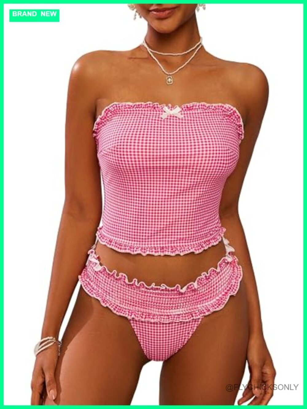 Bandeau Tankini Swimsuit Asymmetrical Slit Bowknot String High Cut Cheeky